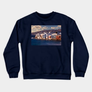 The picturesque Little Venice in Mykonos, Greece Crewneck Sweatshirt